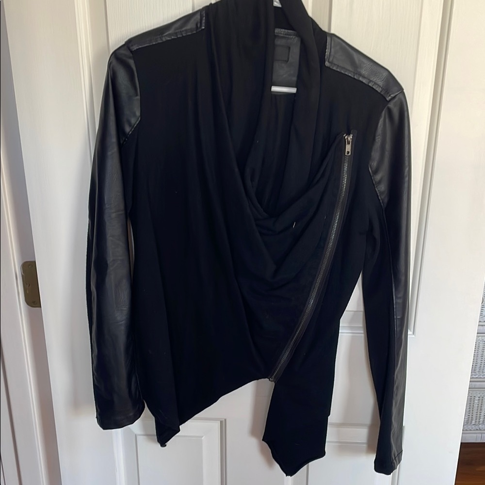 Blank NYC Black Leather Jacket Asymmetrical Design